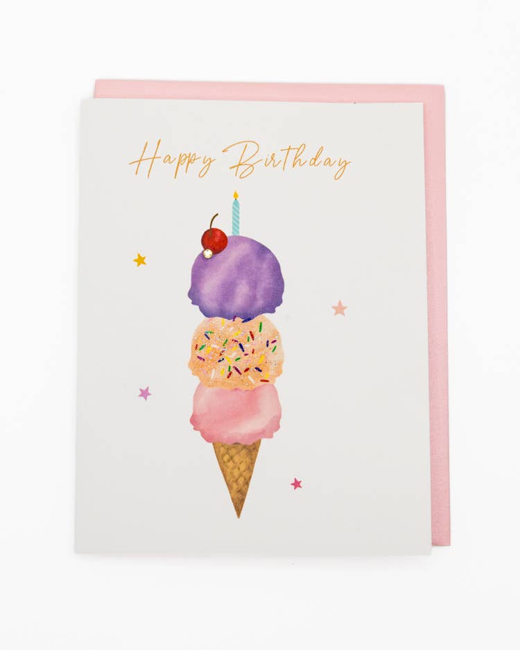 'Cherry on Top' Ice Cream Birthday Greeting Card