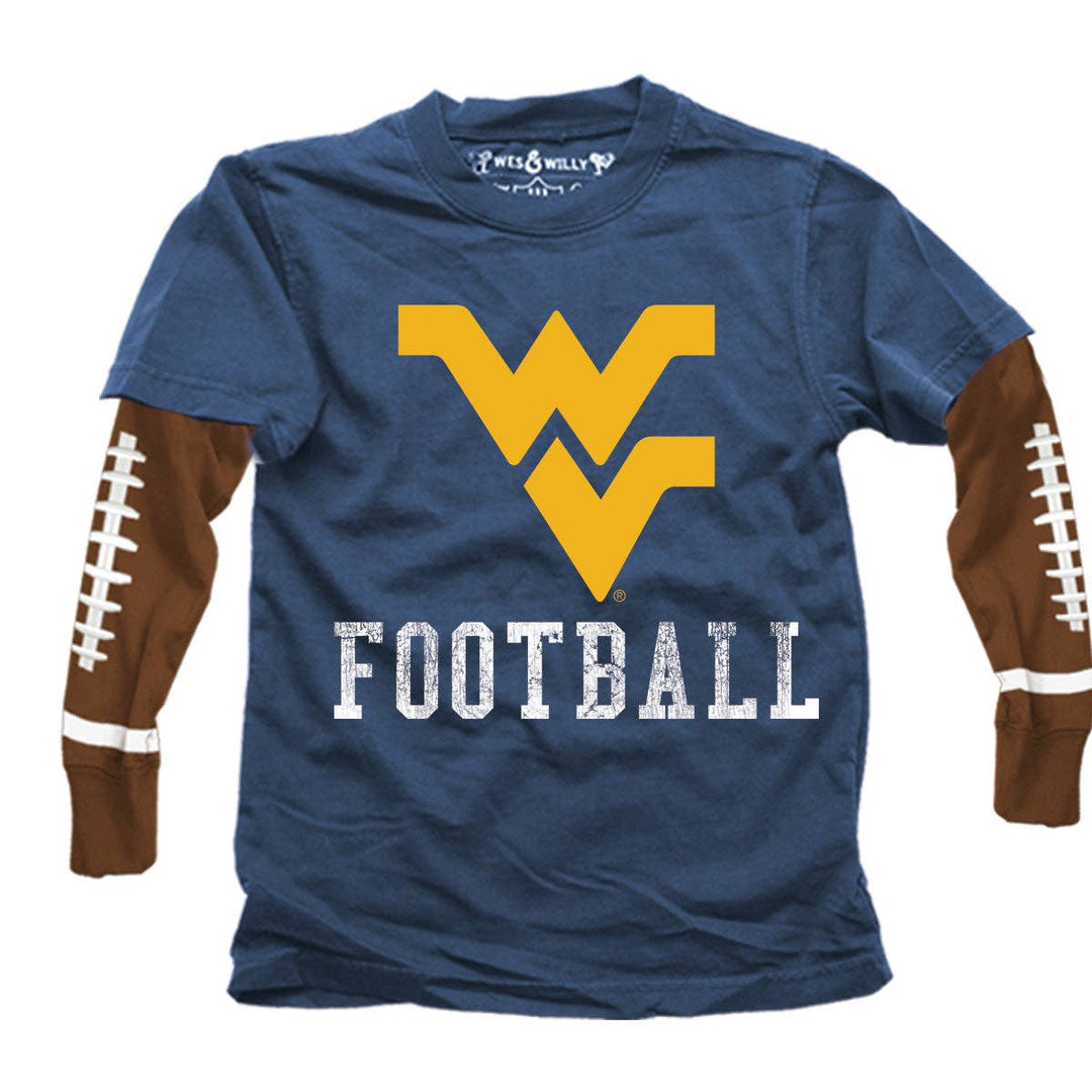West Virginia Mountaineers Youth Fball Sleeve 2 in 1 Tee