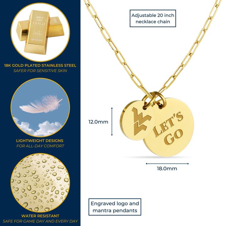 West Virginia Paperclip Chain Charm Necklace