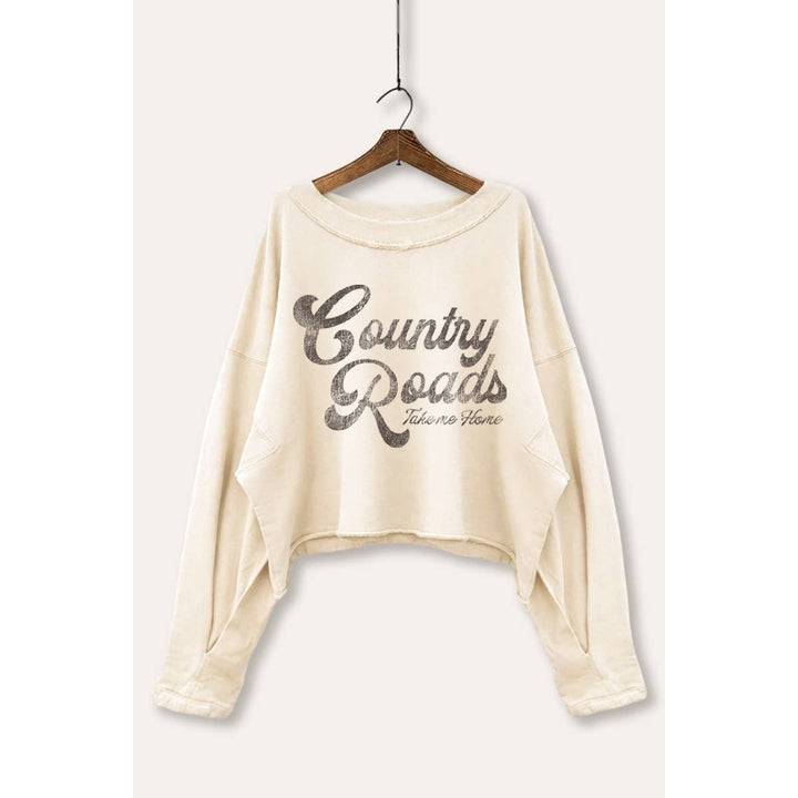 COUNTRY ROADS CROPPED GRAPHIC SWEATSHIRT