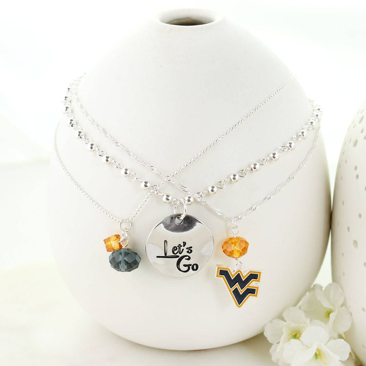 West Virginia Silver Disk Trio Necklace