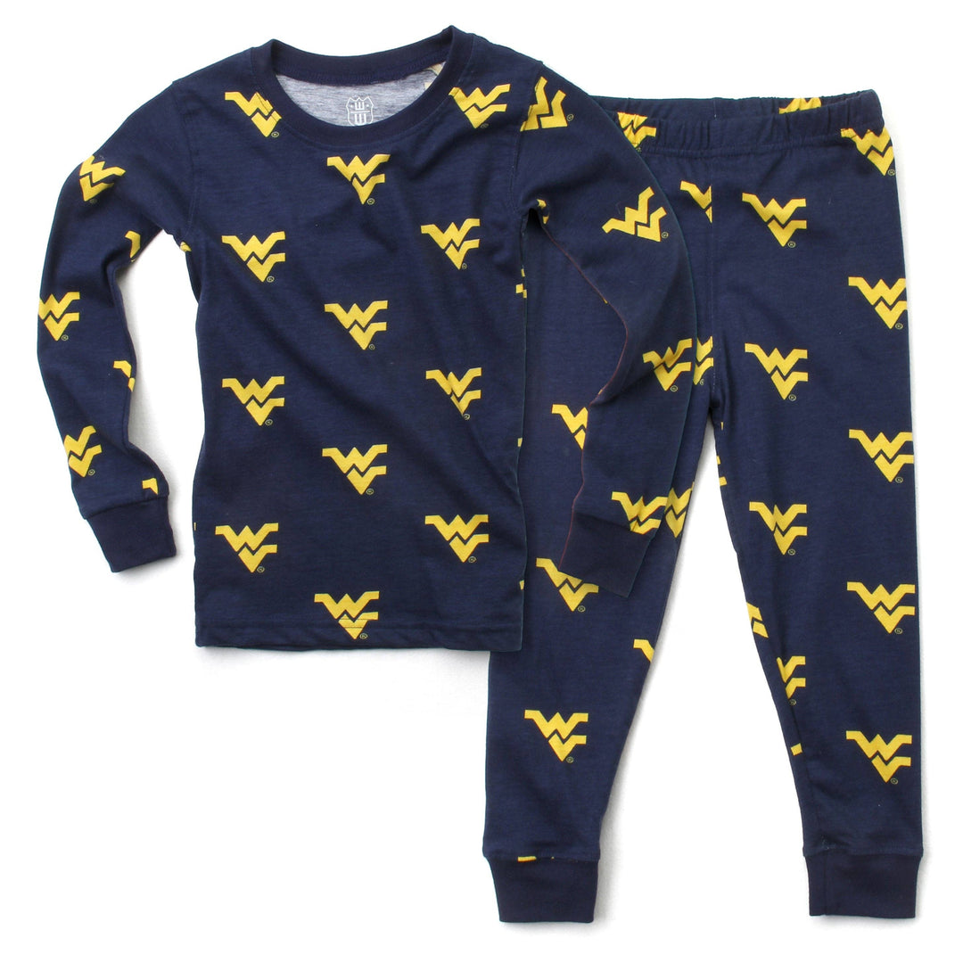 West Virginia Mountaineers Youth Allover Print LS Pajama