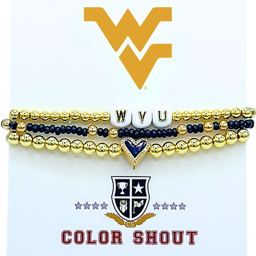 WVU Love Stack Bracelet Set