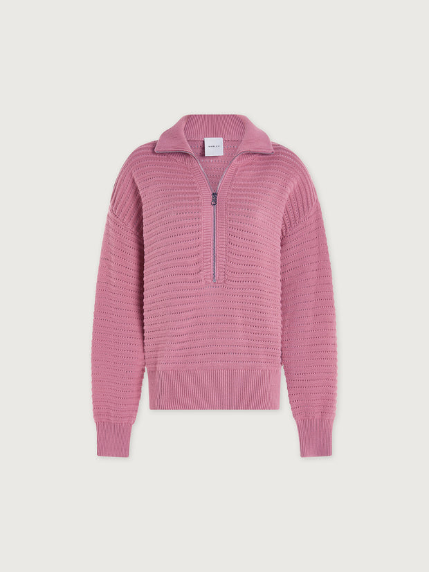 TARA POINTELLE HALF ZIP KNIT