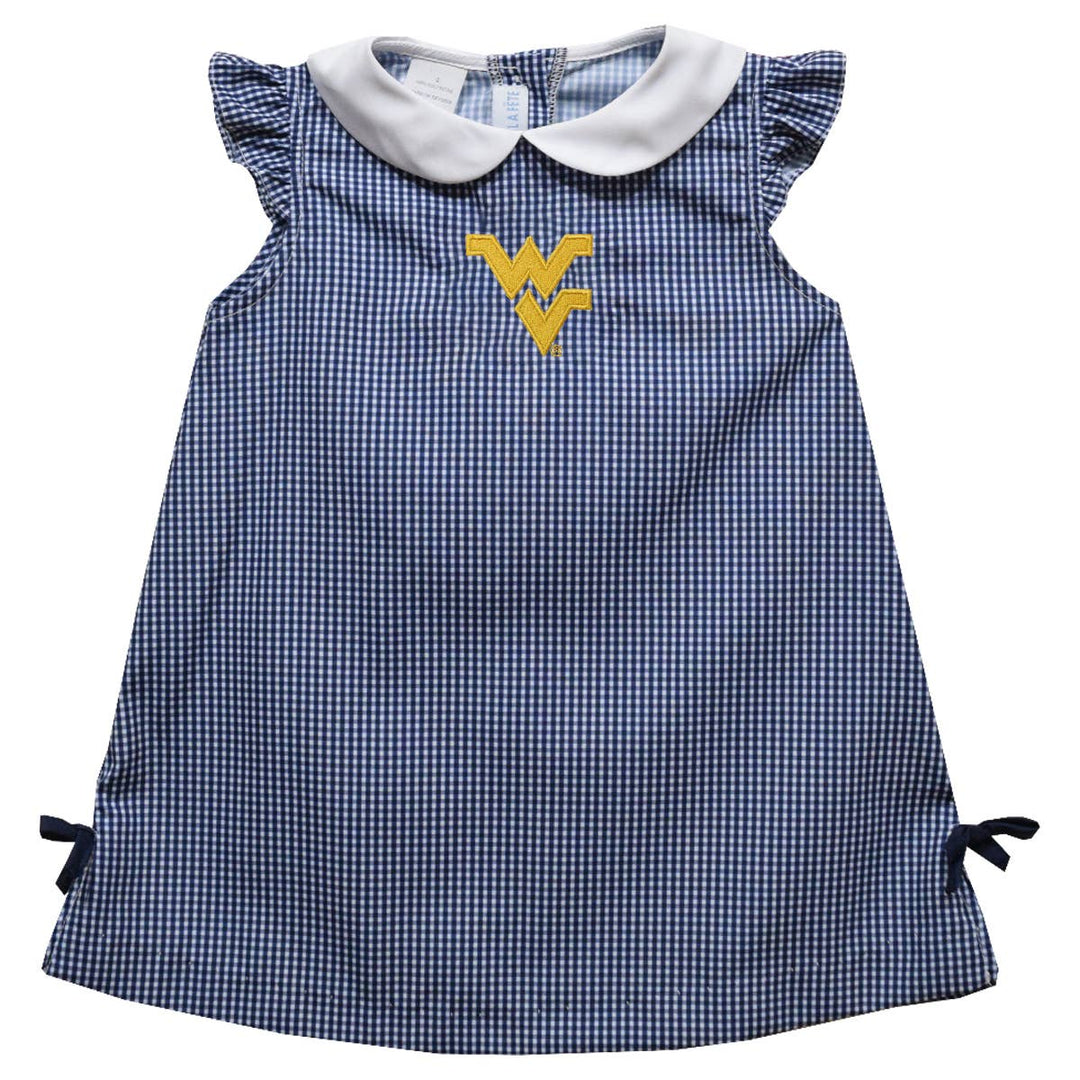 West Virginia Mountaineers Embroidered Navy A Line Dress