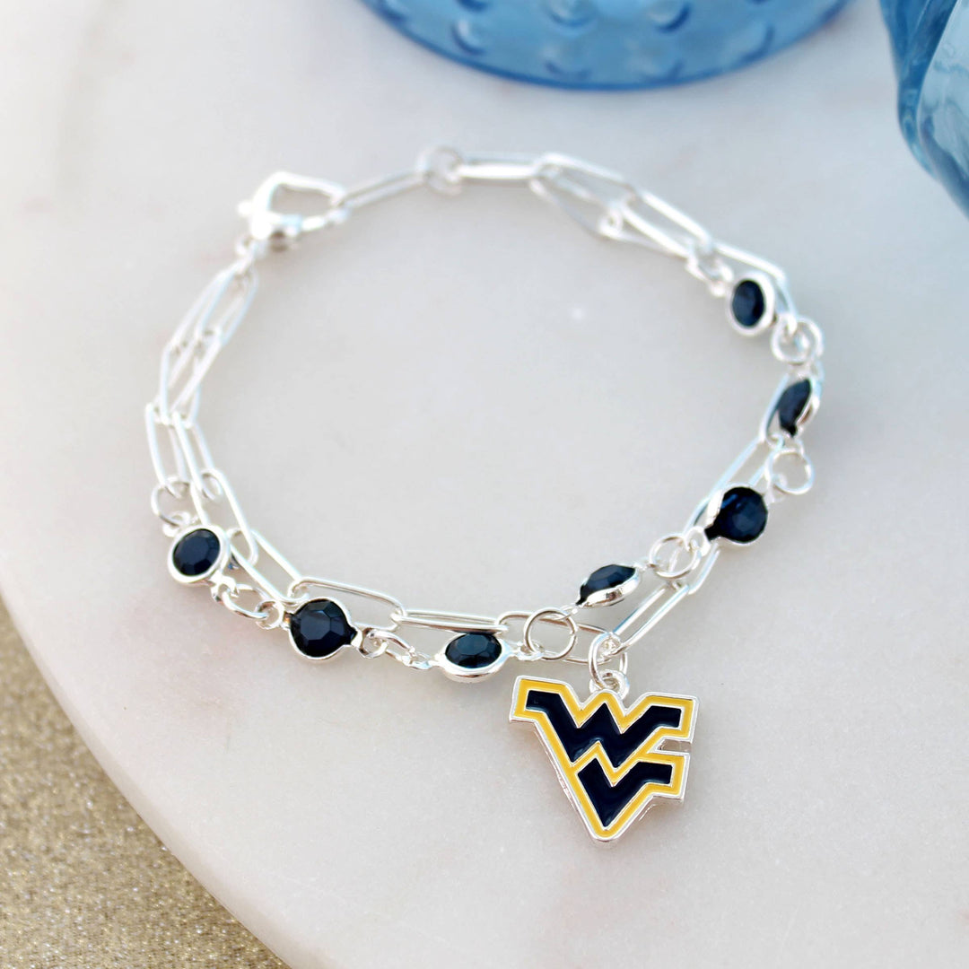 West Virginia Paperclip Chain & Enamel Logo Bracelet