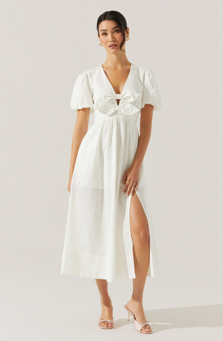 CITRINE LINEN BOW DRESS