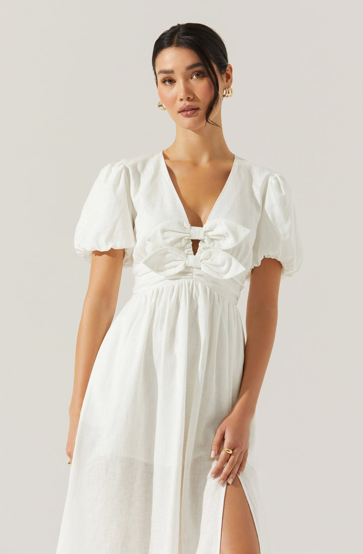 CITRINE LINEN BOW DRESS