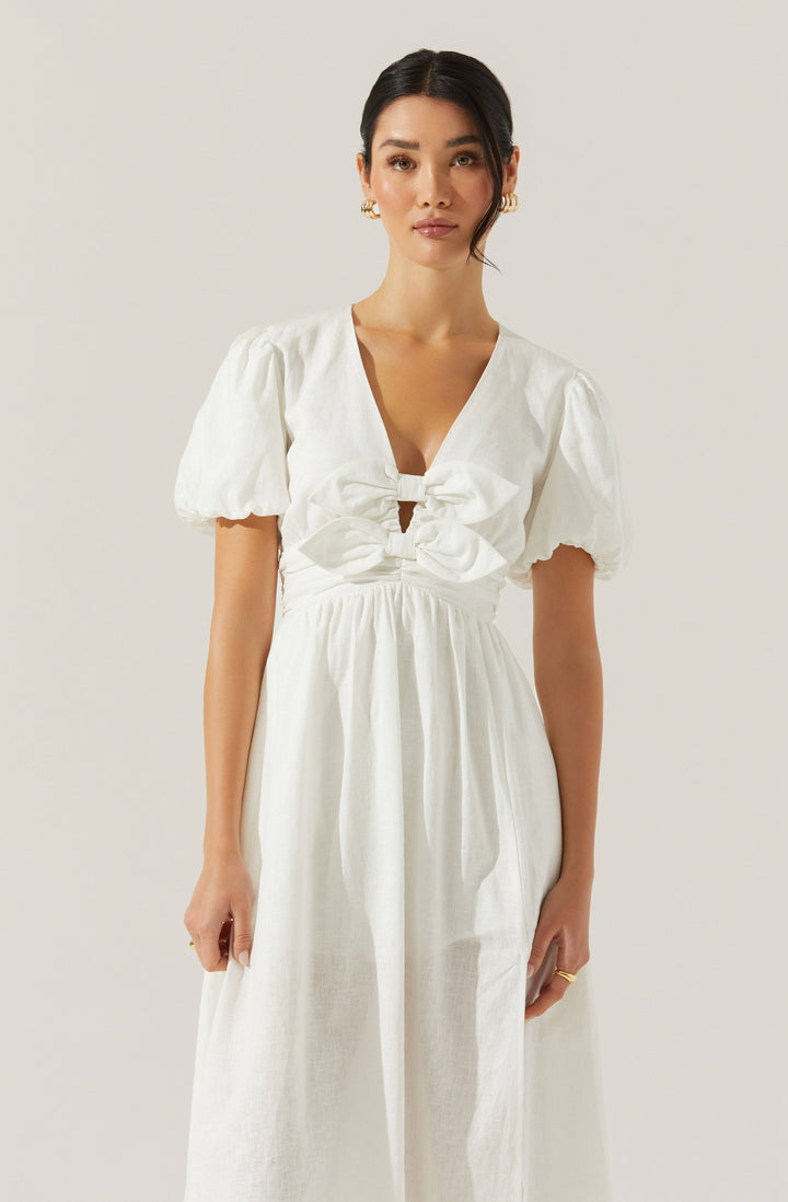 CITRINE LINEN BOW DRESS