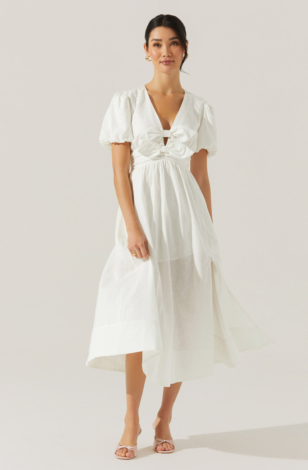 CITRINE LINEN BOW DRESS