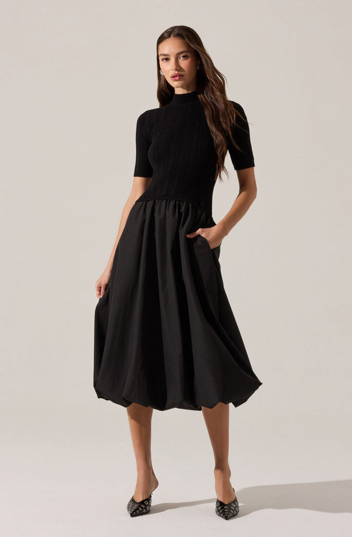 CAERLION CONTRAST KNIT MIDI DRESS