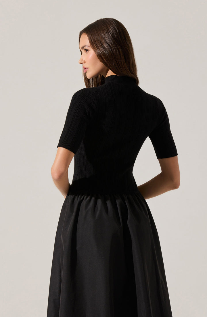 CAERLION CONTRAST KNIT MIDI DRESS