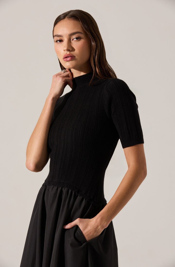 CAERLION CONTRAST KNIT MIDI DRESS