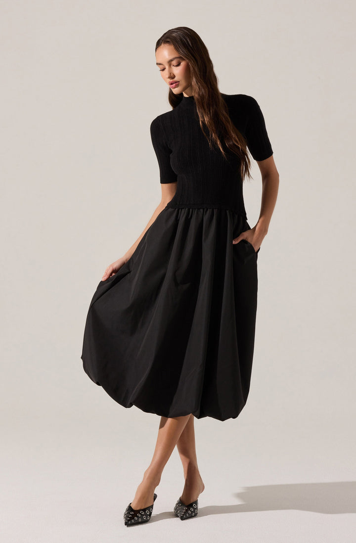 CAERLION CONTRAST KNIT MIDI DRESS