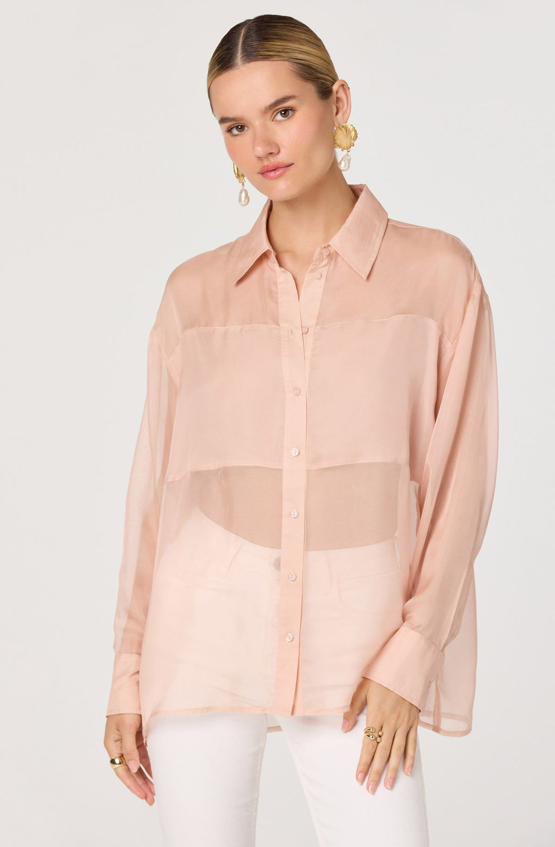 EVIE SHEER BUTTON UP BLOUSE