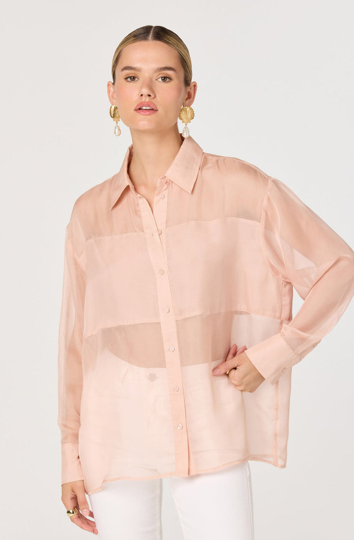 EVIE SHEER BUTTON UP BLOUSE