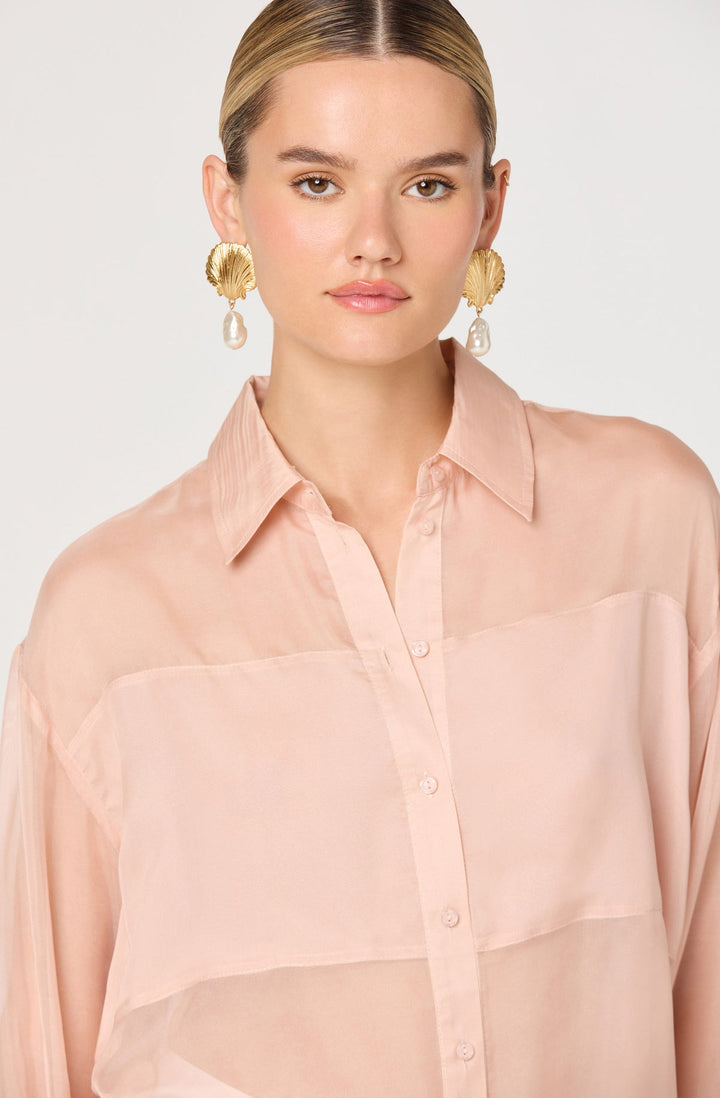EVIE SHEER BUTTON UP BLOUSE