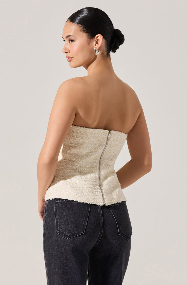 MOINA ASYMMETRICAL TWEED TOP