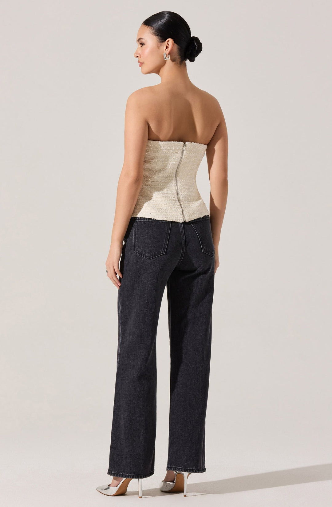 MOINA ASYMMETRICAL TWEED TOP