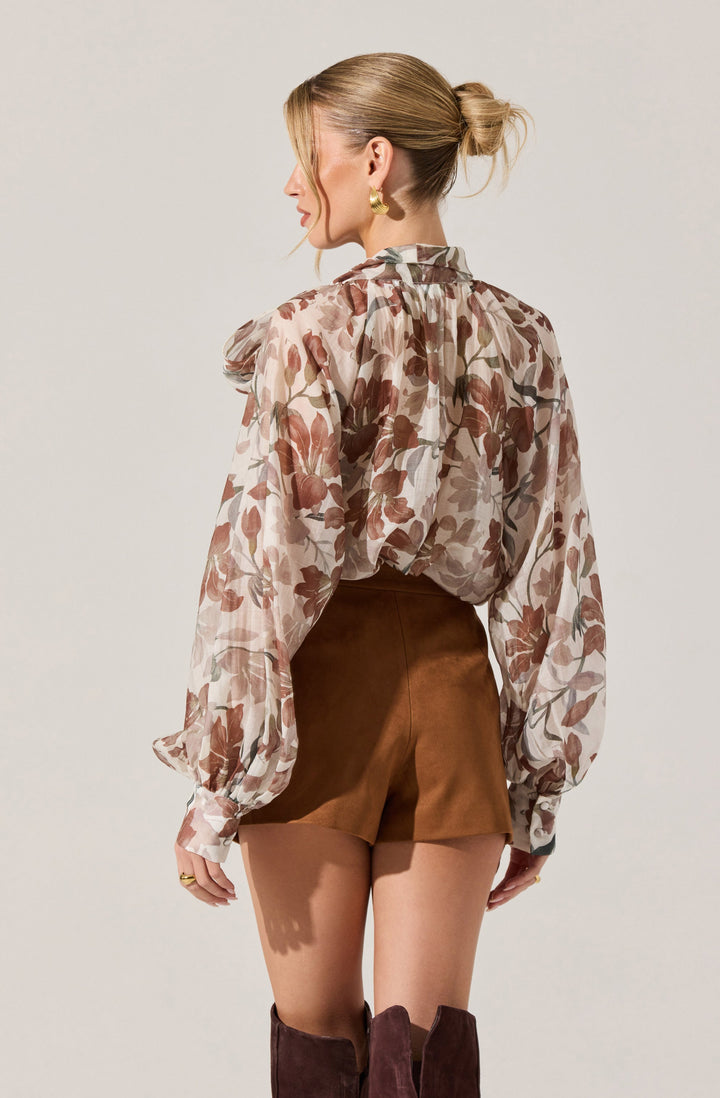 CINTHIA SHEER BOW TIE TOP
