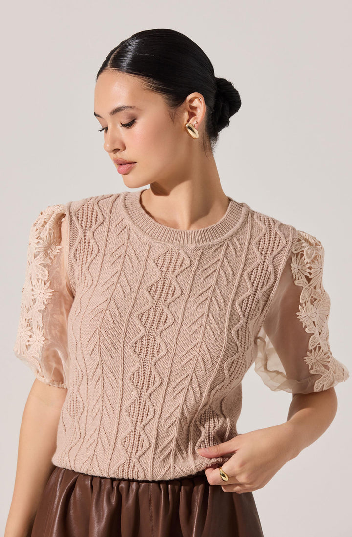ELIZA CONTRAST CABLE KNIT SWEATER
