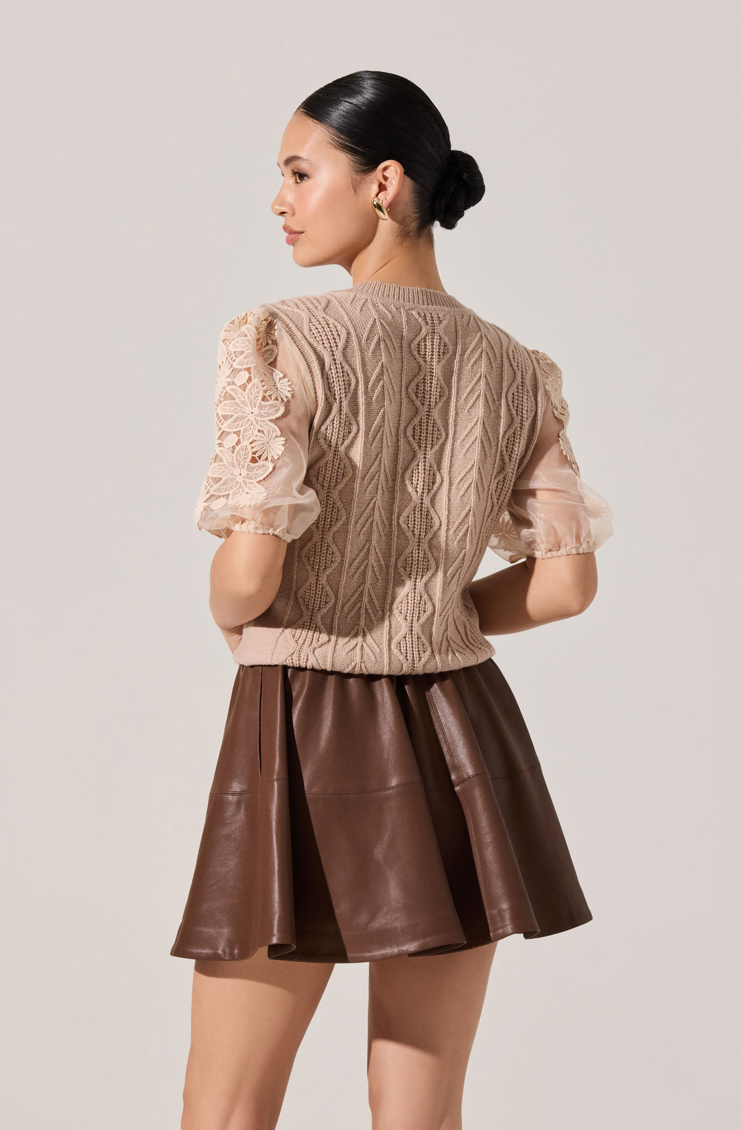 ELIZA CONTRAST CABLE KNIT SWEATER
