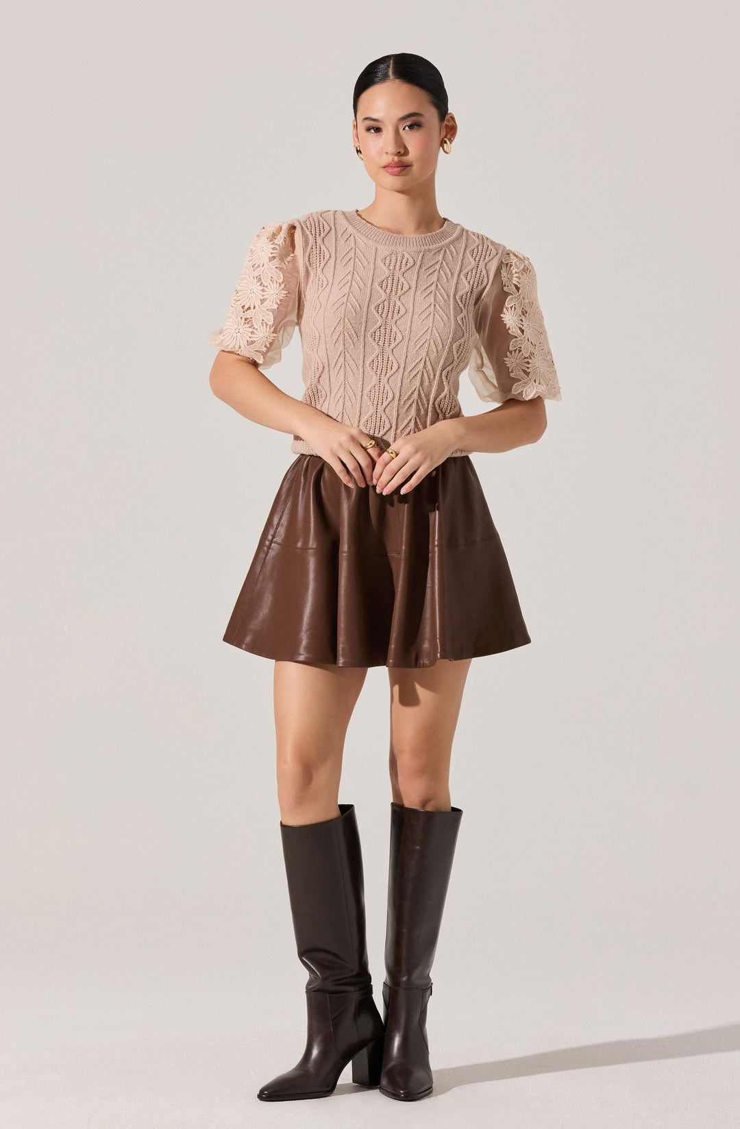 ELIZA CONTRAST CABLE KNIT SWEATER