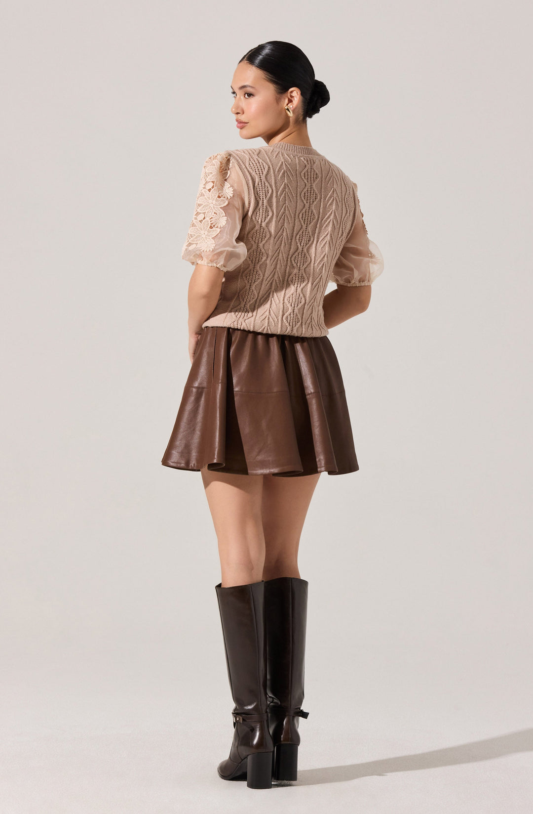 ELIZA CONTRAST CABLE KNIT SWEATER