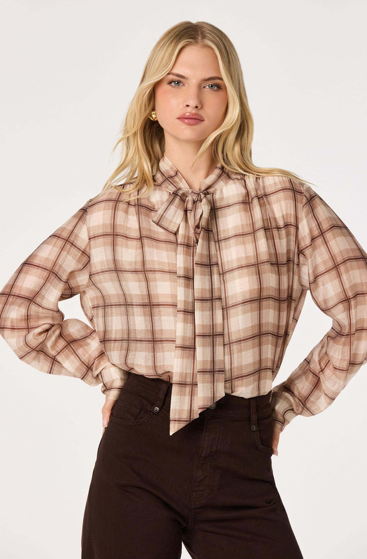 MABRY PLAID TIE-NECK