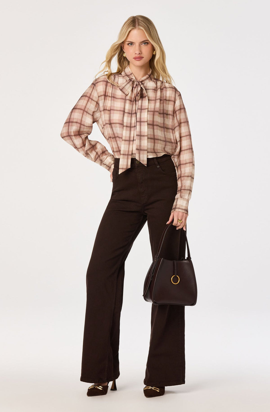 MABRY PLAID TIE-NECK