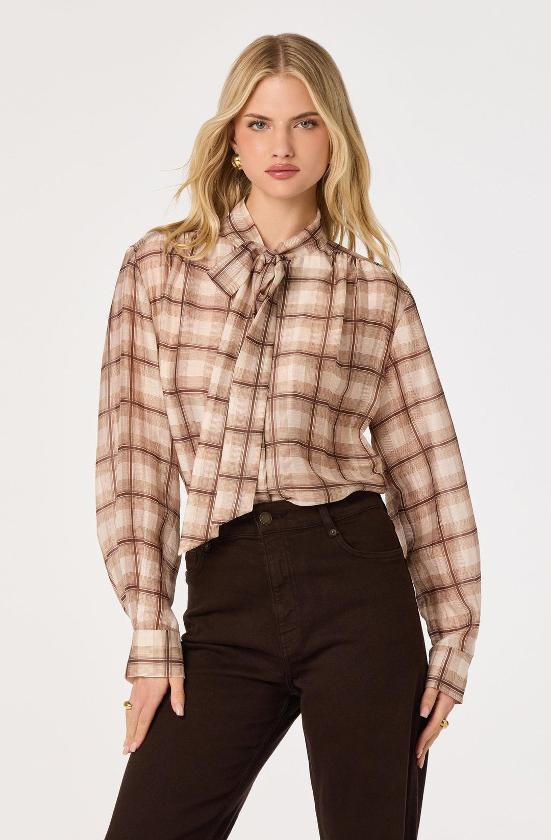 MABRY PLAID TIE-NECK