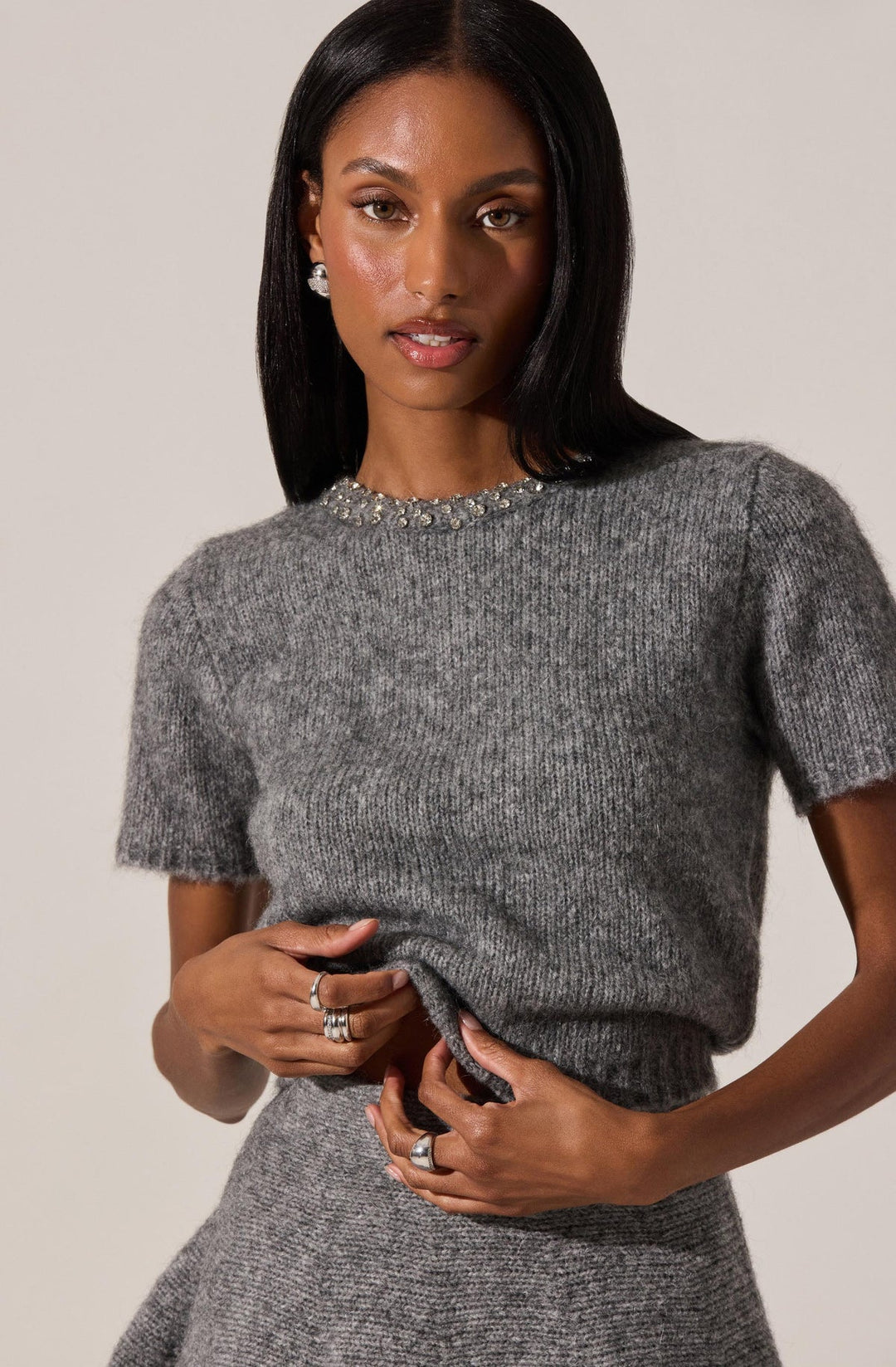 MALVIE EMBELLISHED CREWNECK SWEATER
