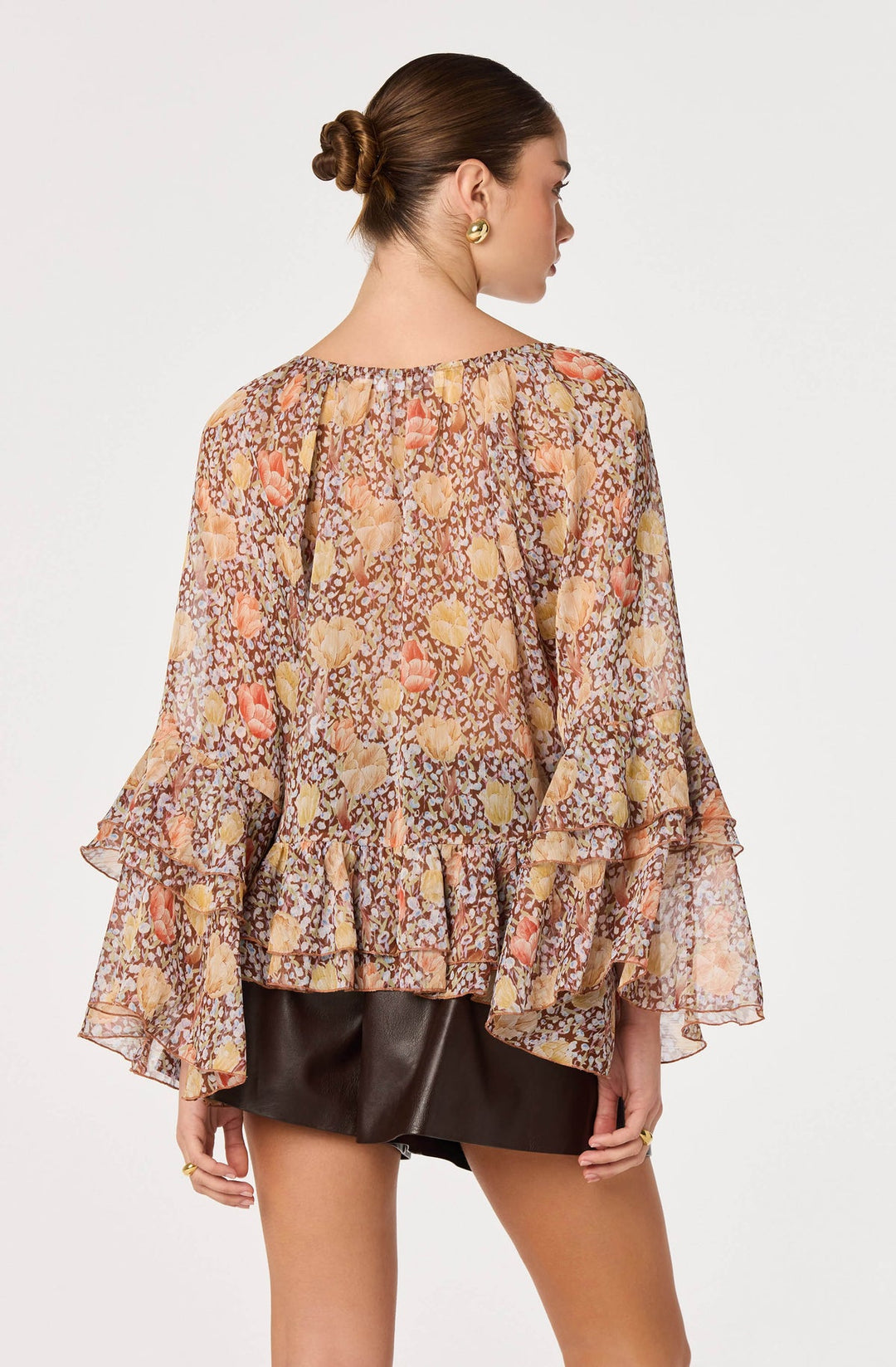 MARGAERY TIERED BELL-SLEEVE BLOUSE
