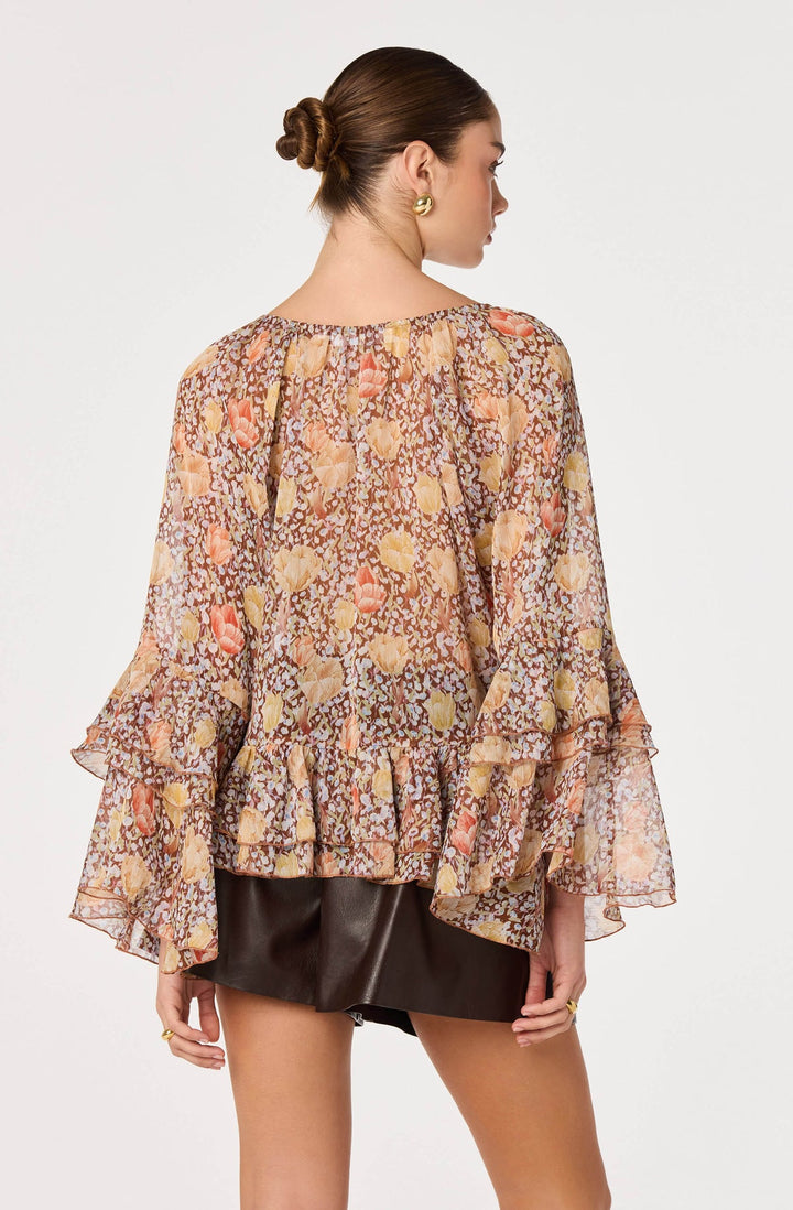 MARGAERY TIERED BELL-SLEEVE BLOUSE