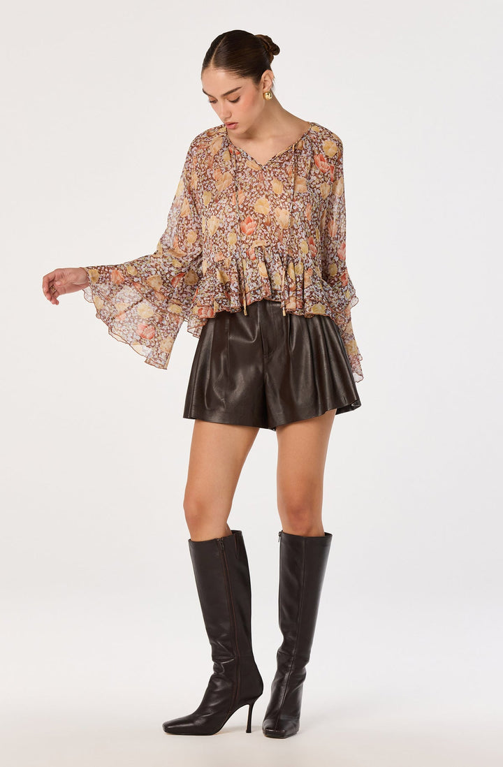 MARGAERY TIERED BELL-SLEEVE BLOUSE