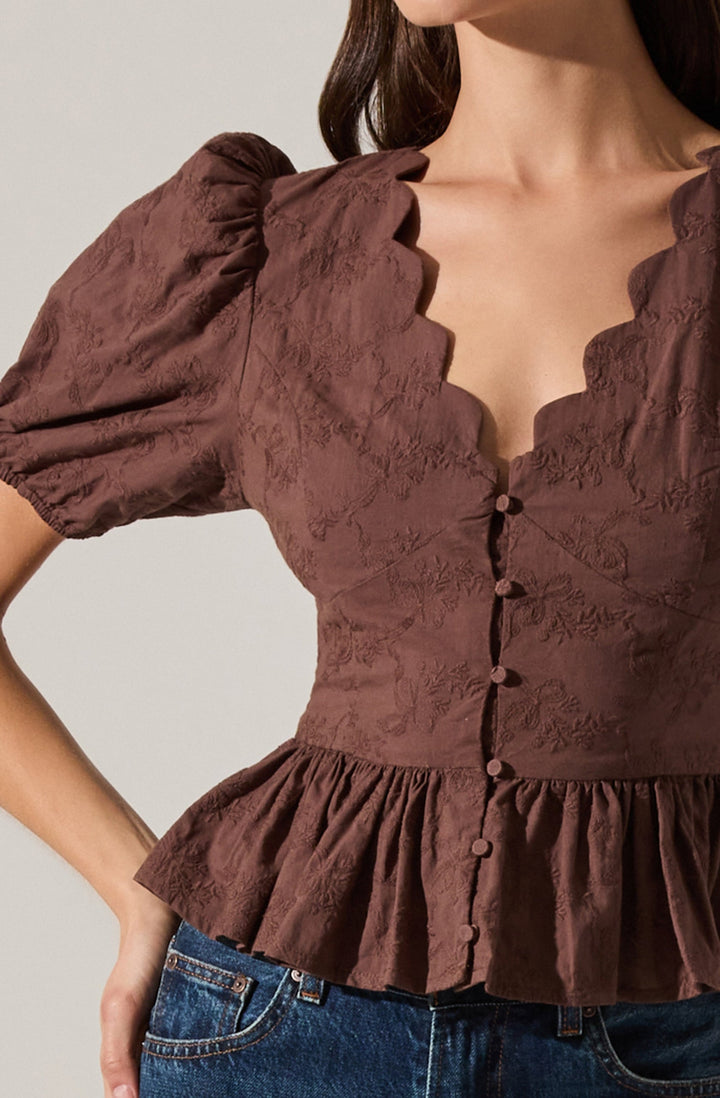 ARELY SCALLOPED PEPLUM TOP
