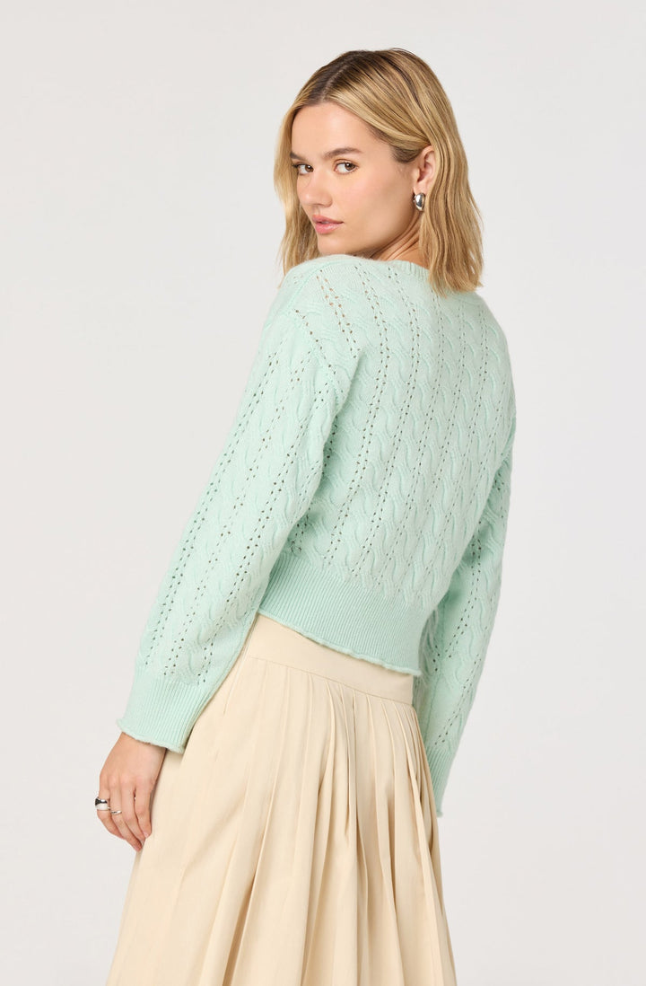 KALEN POINTELLE BOW CARDIGAN