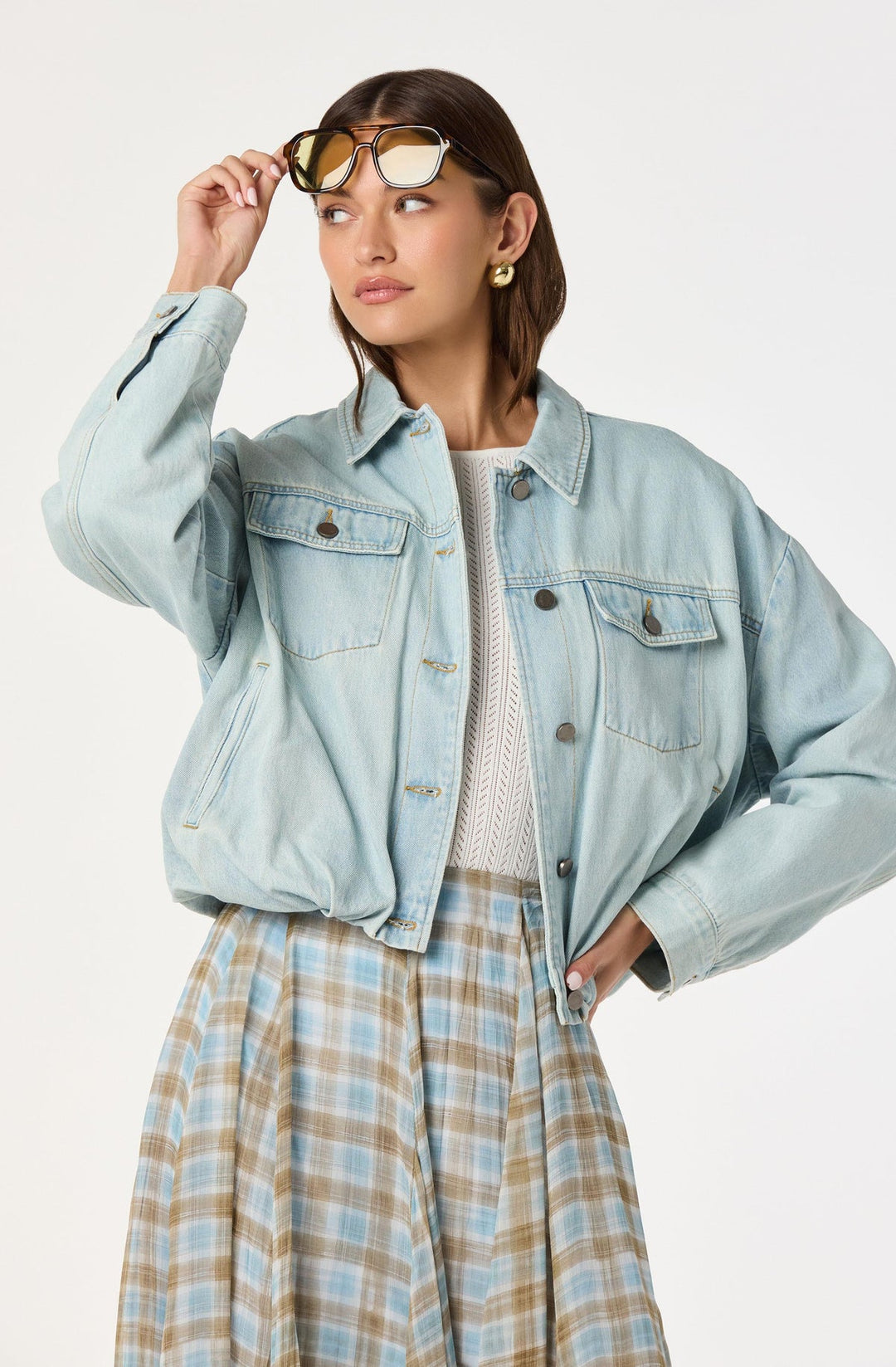 NARI OVERSIZED DENIM BOMBER JACKET