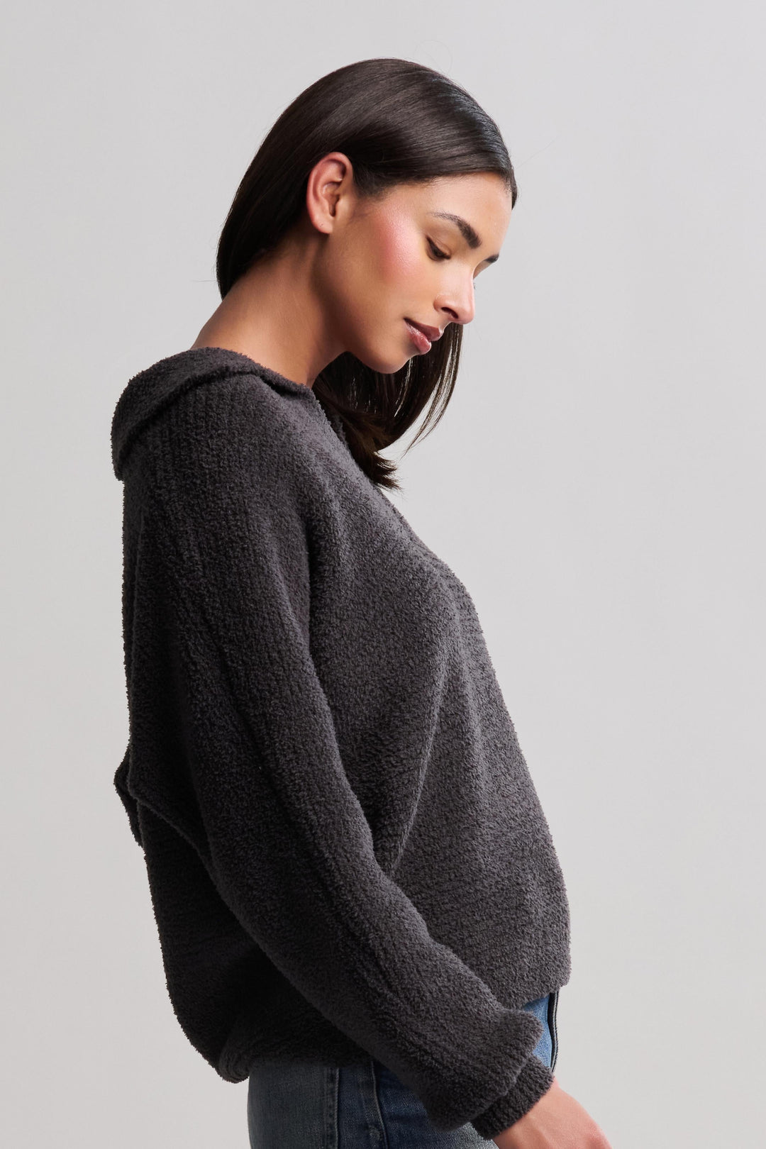 COZYCHIC DOLMAN SLEEVE COLLARED PULLOVER