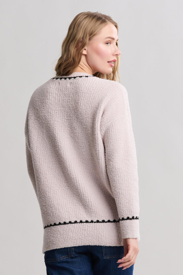 COZYCHIC BLANKET STITCH  RIBBED SWEATER