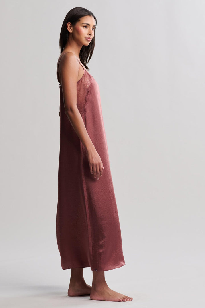 LIQUID SATIN LACE SLIP DRESS