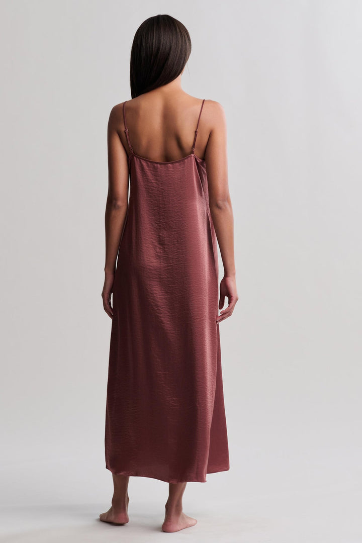 LIQUID SATIN LACE SLIP DRESS
