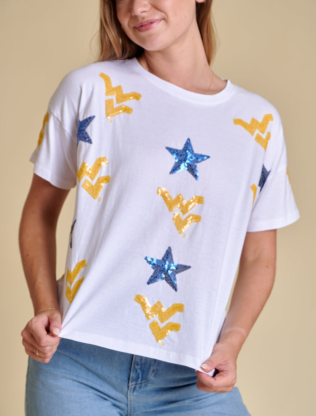WV ALL OVER SEQUIN BOXY TEE