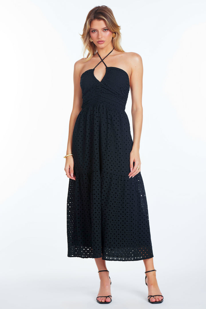 AERIES HALTER EYELET DRESS