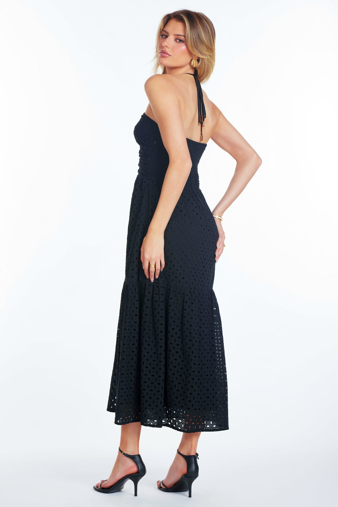 AERIES HALTER EYELET DRESS
