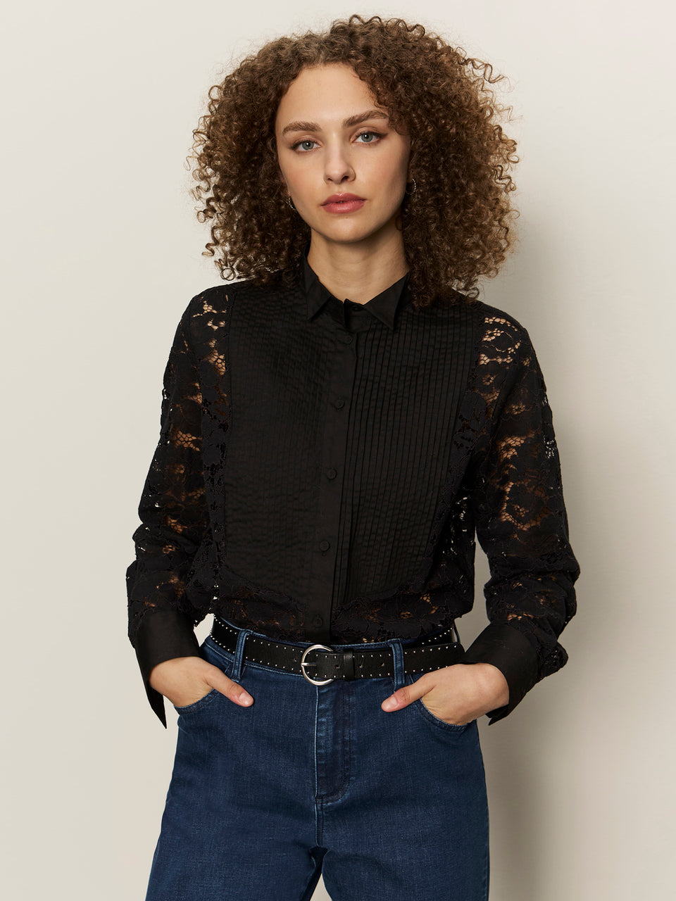 SERENDIPITY LACE TUXEDO SHIRT