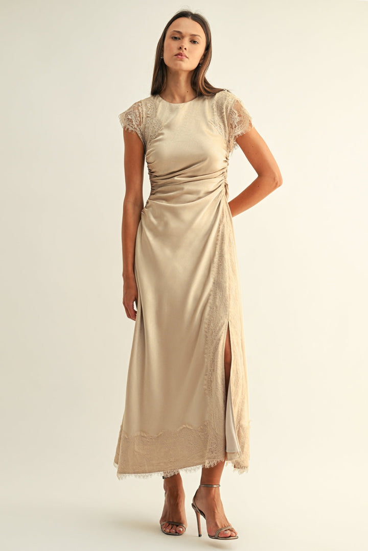 CAMILA LACE CONTRAST SATIN MAXI DRESS