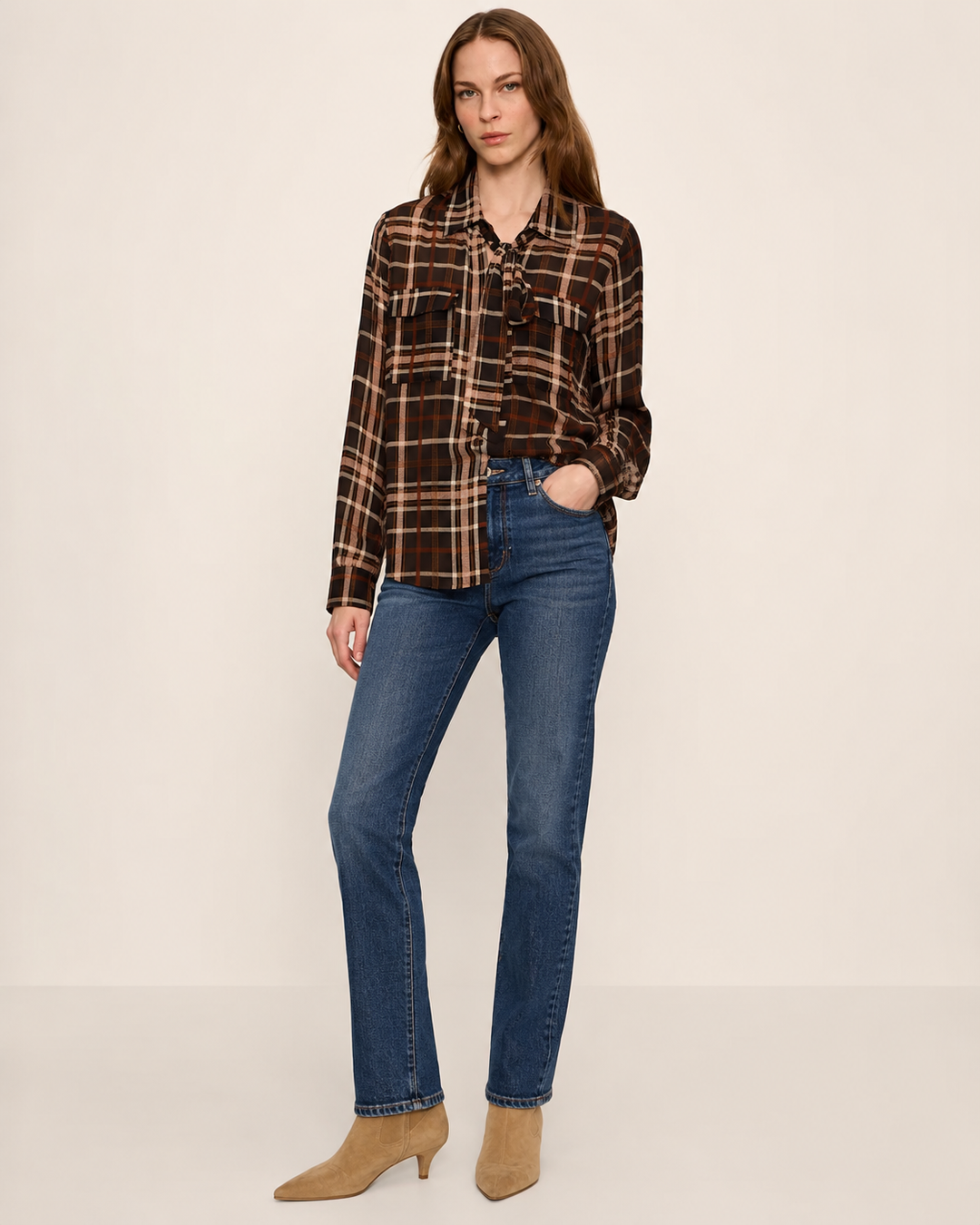 MEET IN PARIS TIE NECK BLOUSE