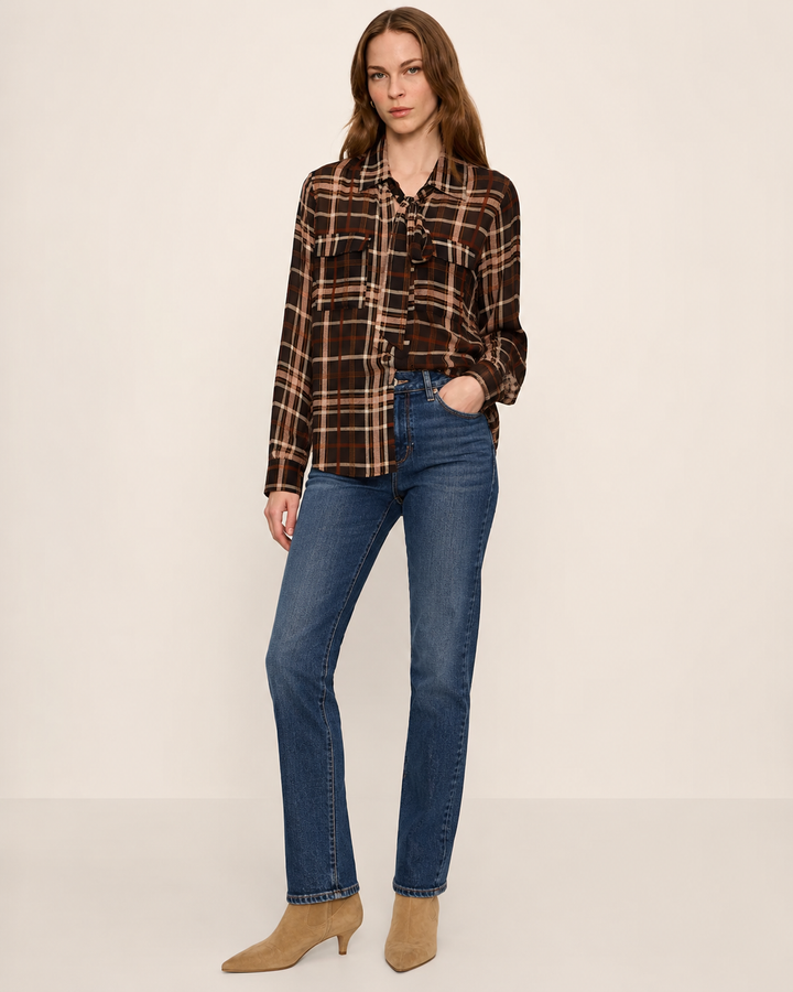 MEET IN PARIS TIE NECK BLOUSE