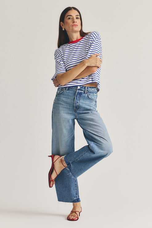 TATE CROP HIGH RISE BOW LEGGED JEAN